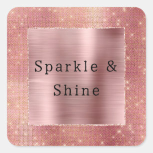 Roos Gouden Glam Sparkle Vierkante Sticker
