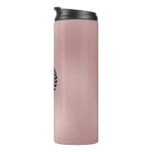 Roos-gouden glanzende achtergrond & zwarte laurier thermosbeker (Geroteerd rechts)