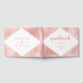 Roos Gouden Glinsterende Metallic Folie Bruiloft M Gastenboek (Volledig)