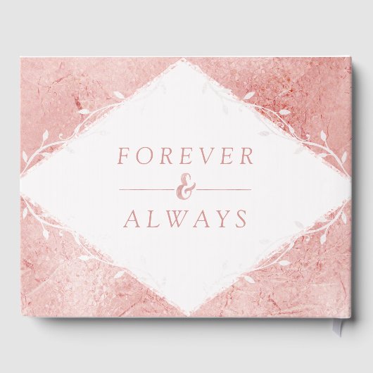 Roos Gouden Glinsterende Metallic Folie Bruiloft M Gastenboek (Achterkant)