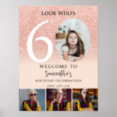 Roos gouden glitter 60e verjaardag 4 Foto Welkom Poster (Voorkant)