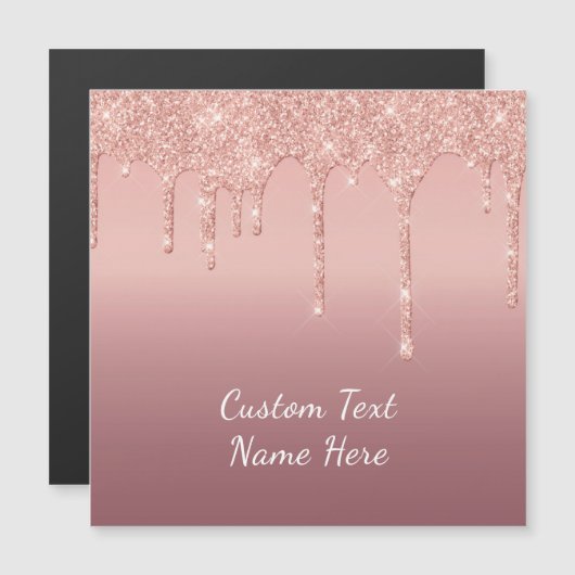 Roos gouden glitter aangepaste Jouw tekst magnetis (Voorkant / Achterkant)