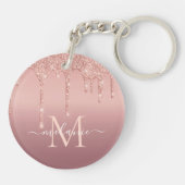 Roos Gouden Glitter Aangepaste Letter Naam Sleutel Sleutelhanger (Achterkant)