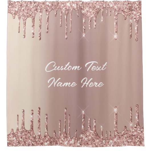Roos gouden glitter aangepaste naam douchegordijn (Voorkant)