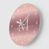 Roos Gouden Glitter Aangepaste Naam Letter Wandklo Grote Klok (Hoek)