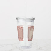 Roos Gouden Glitter Aangepaste Tekst Acryl Tumbler Acryl Drinkbeker (Rechts)