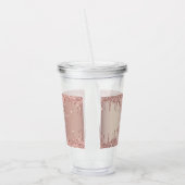 Roos Gouden Glitter Aangepaste Tekst Acryl Tumbler Acryl Drinkbeker (Links)