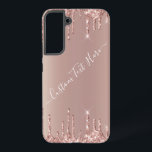 Roos gouden glitter aangepaste tekst gepersonalise samsung galaxy hoesje<br><div class="desc">Gepersonaliseerde Samsung Galaxy-Hoesjes of iPhone-hoesjes met Roos Gold Blush Glitter Sparkle Drips Custom Text Pink Modern - Voeg uw unieke tekst / naam toe of verwijder tekst - Maak uw speciale cadeau - Formaat wijzigen en verplaatsen of tekst / onderdelen verwijderen en toevoegen met aanpassingshulpmiddel. Ontwerp van MIGNED. Bekijk mijn...</div>
