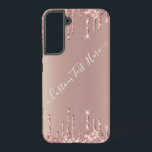 Roos gouden glitter aangepaste tekst gepersonalise samsung galaxy hoesje<br><div class="desc">Gepersonaliseerde Samsung Galaxy-Hoesjes of iPhone-hoesjes met Roos Gold Blush Glitter Sparkle Drips Custom Text Pink Modern - Voeg uw unieke tekst / naam toe of verwijder tekst - Maak uw speciale cadeau - Formaat wijzigen en verplaatsen of tekst / onderdelen verwijderen en toevoegen met aanpassingshulpmiddel. Ontwerp van MIGNED. Bekijk mijn...</div>