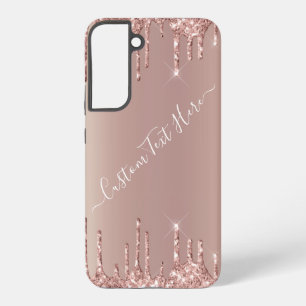 Roos gouden glitter aangepaste tekst gepersonalise samsung galaxy hoesje