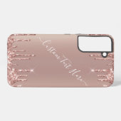 Roos gouden glitter aangepaste tekst gepersonalise samsung galaxy hoesje (Achterkant horizontaal)