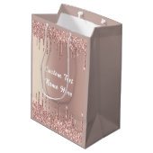 Roos gouden glitter aangepaste tekst Jouw naam ges Medium Cadeauzakje (Achterkant Gekanteld)