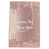 Roos gouden glitter aangepaste tekst Jouw naam ges Medium Cadeauzakje (Achterkant)