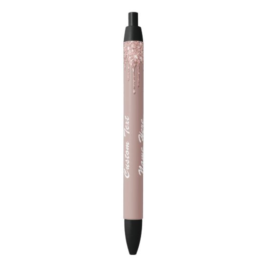 Roos Gouden Glitter Aangepaste Tekst Jouw naam Pen (Voorkant Verticaal)