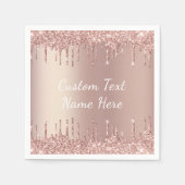 Roos gouden glitter aangepaste tekst Jouw naam ser Servet (Voorkant)