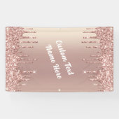 Roos gouden glitter aangepaste tekst Jouw namen ba Spandoek (Horizontaal)