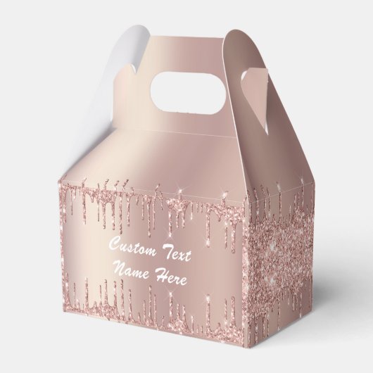 Roos Gouden Glitter Aangepaste Tekst Jouw namen Ge Bedankdoosjes (Achterkant)