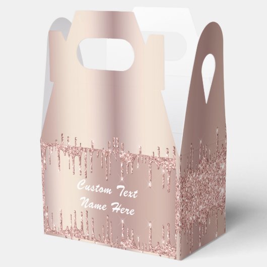 Roos Gouden Glitter Aangepaste Tekst Jouw namen Ge Bedankdoosjes (Geopend)