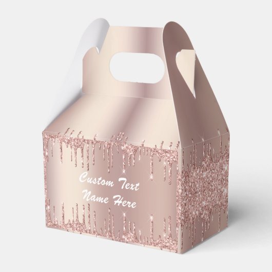 Roos Gouden Glitter Aangepaste Tekst Jouw namen Ge Bedankdoosjes (Voorkant Zijde)