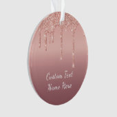 Roos gouden glitter aangepaste tekst kerstversieri ornament (voorkant)