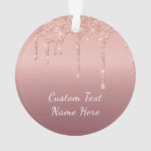 Roos gouden glitter aangepaste tekst kerstversieri ornament (achterkant)