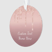 Roos gouden glitter aangepaste tekst kerstversieri ornament (voorkant)