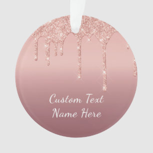 Roos gouden glitter aangepaste tekst kerstversieri ornament