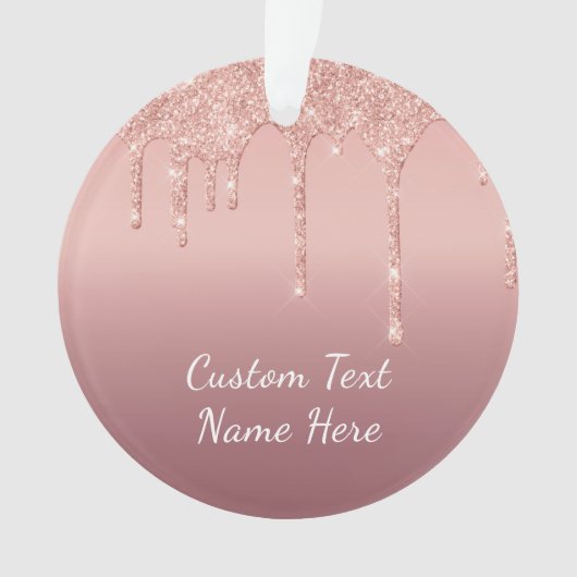 Roos gouden glitter aangepaste tekst kerstversieri ornament (voorkant)