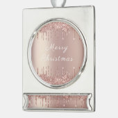 Roos gouden glitter aangepaste tekst kerstversieri verzilverd banner ornament (Links)