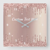 Roos gouden glitter aangepaste tekst klok geperson (Voorkant)