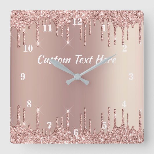 Roos gouden glitter aangepaste tekst klok geperson (Voorkant)