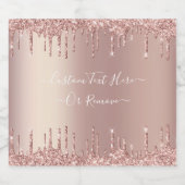 Roos Gouden Glitter Aangepaste Tekst Mousserende W Sparkling Wijnetiket (Enkel label)