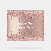 Roos gouden glitter aangepaste tekst naam acryl te acryl bord (Voorkant)