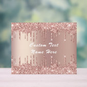 Roos gouden glitter aangepaste tekst naam acryl te acryl bord (Neutraal)