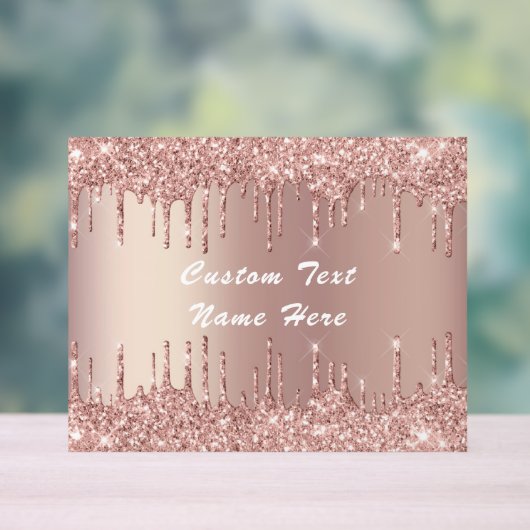 Roos gouden glitter aangepaste tekst naam acryl te acryl bord (Neutraal)