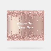 Roos gouden glitter aangepaste tekst naam acryl te bord (Voorkant)