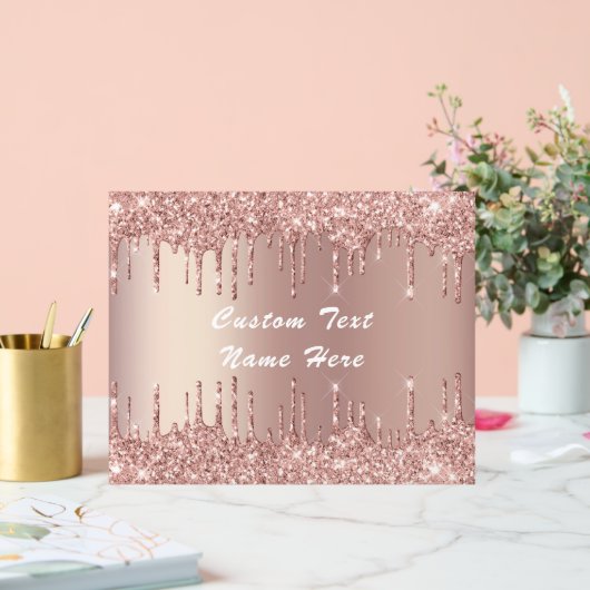 Roos gouden glitter aangepaste tekst naam acryl te bord (Huwelijk)