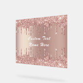 Roos gouden glitter aangepaste tekst naam acryl te bord (Hoek)