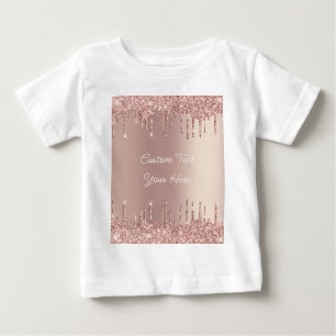 Roos Gouden Glitter Aangepaste Tekst Naam Baby T-s