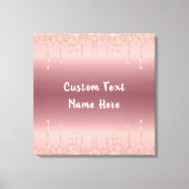 Roos gouden glitter aangepaste tekst naam canvas a (Voorkant)