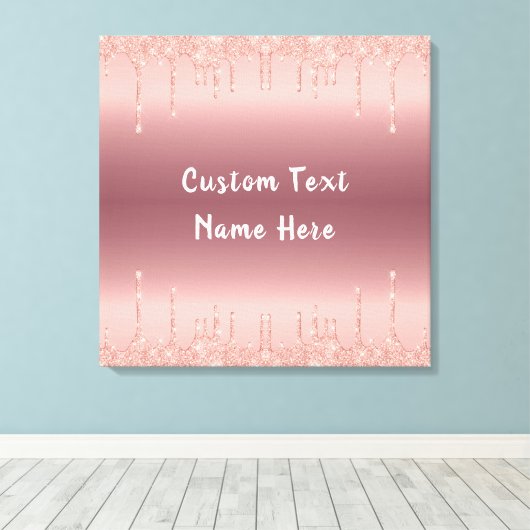 Roos gouden glitter aangepaste tekst naam canvas a (Insitu (Houten vloer))