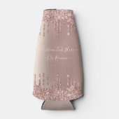 Roos gouden glitter aangepaste tekst naam fles koe flesjeskoeler (Voorkant)