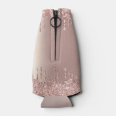 Roos gouden glitter aangepaste tekst naam fles koe flesjeskoeler (Achterkant)