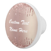 Roos gouden glitter aangepaste tekst naam keramisc keramische knop (Rechts)