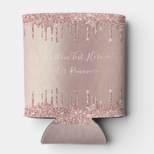 Roos gouden glitter aangepaste tekst naam Koelbox Blikjeskoeler (Achterkant)