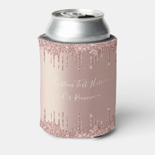 Roos gouden glitter aangepaste tekst naam Koelbox Blikjeskoeler (Blikje Achterkant)