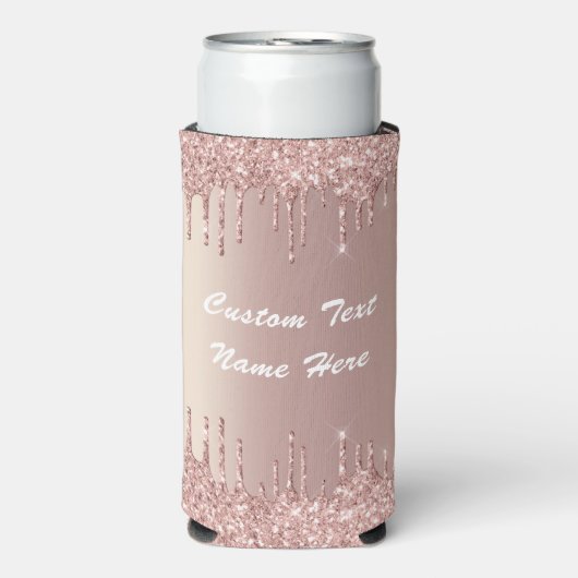 Roos gouden glitter aangepaste tekst naam Koelbox Seltzer Blikjeskoeler (Seltzer Voorkant)