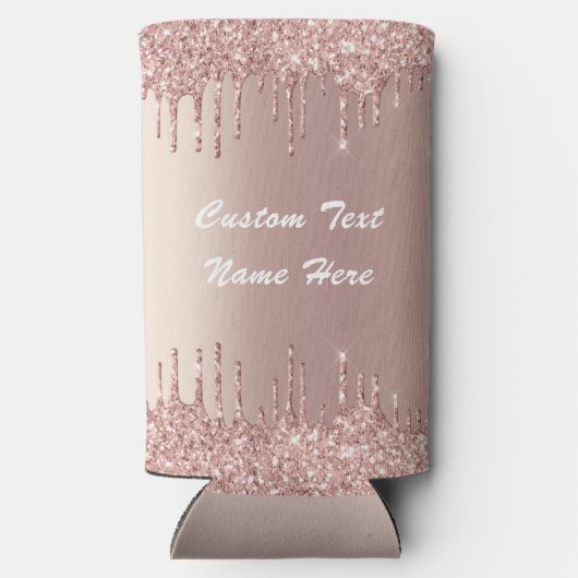 Roos gouden glitter aangepaste tekst naam Koelbox Seltzer Blikjeskoeler (Achterkant)