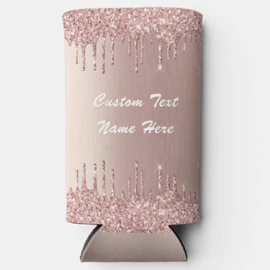 Roos gouden glitter aangepaste tekst naam Koelbox Seltzer Blikjeskoeler (Voorkant)