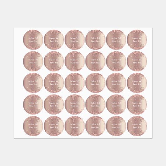 Roos gouden glitter aangepaste tekst naam labels (Vel)